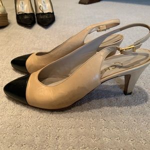 Chanel Two Tone Slingback Heels
